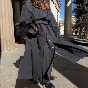 Vintage Black Trench Coat - Size M/L